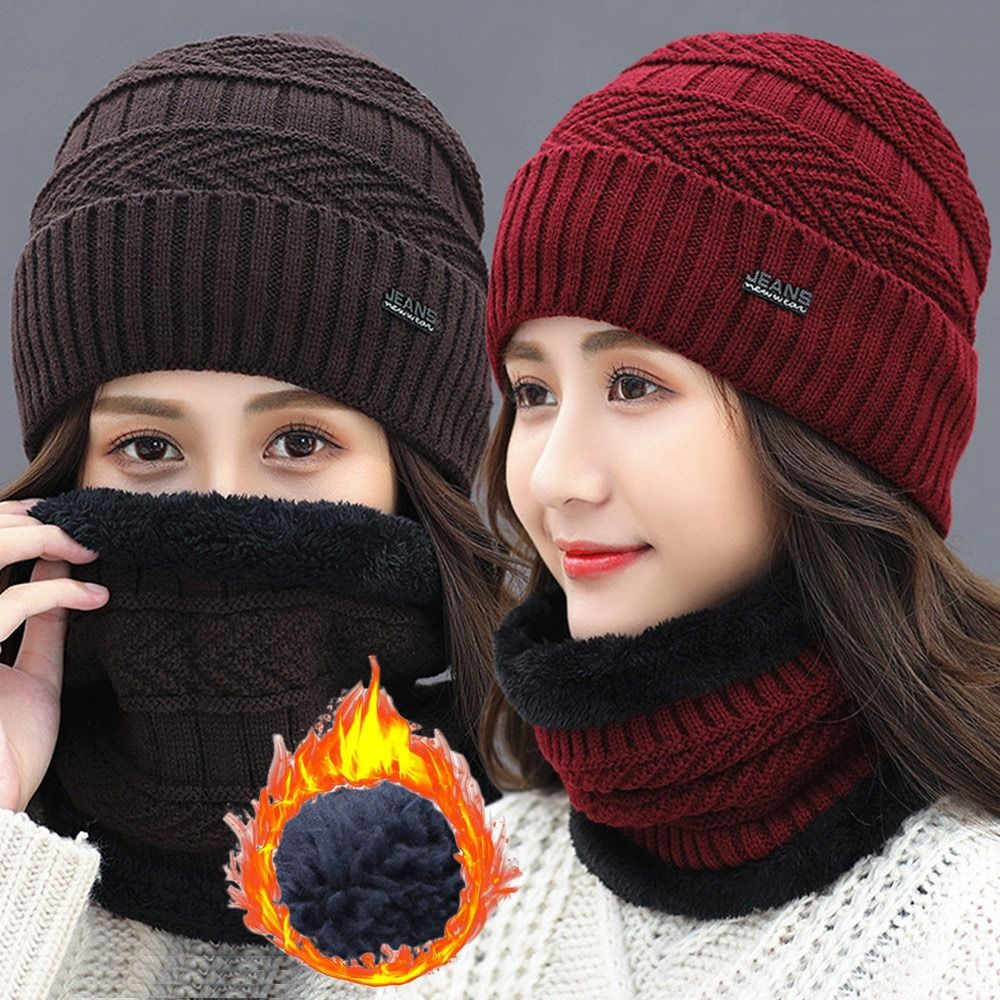Knit Beanie Hat Warm - Ciepła, miękka czapka z polaru, kominiarka,