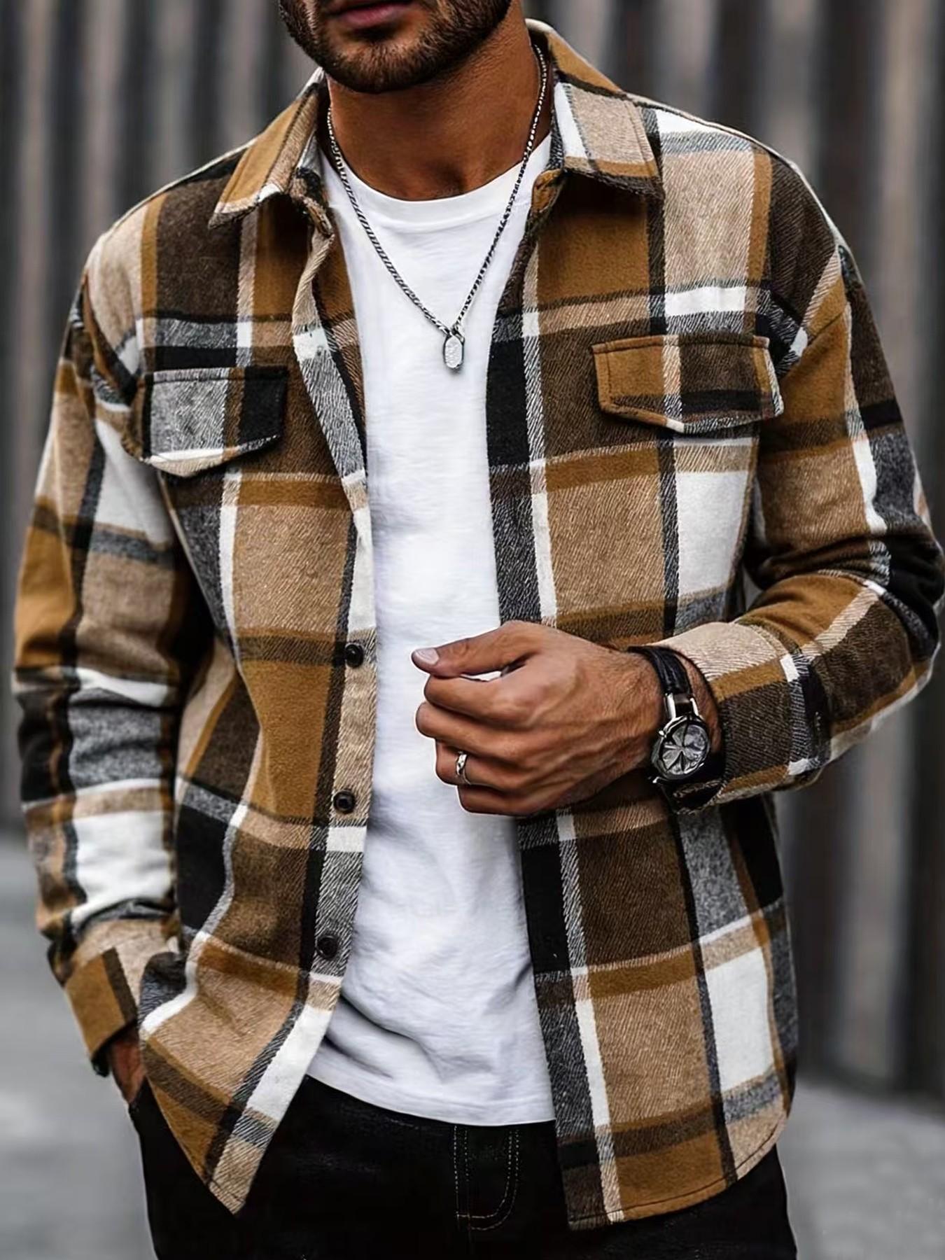 Flannel Shirt Lined - Męska koszula w kratę retro, elegancka,